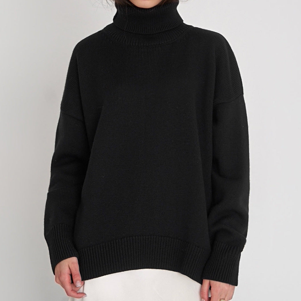 Women's oversized turtleneck basic knit sweater