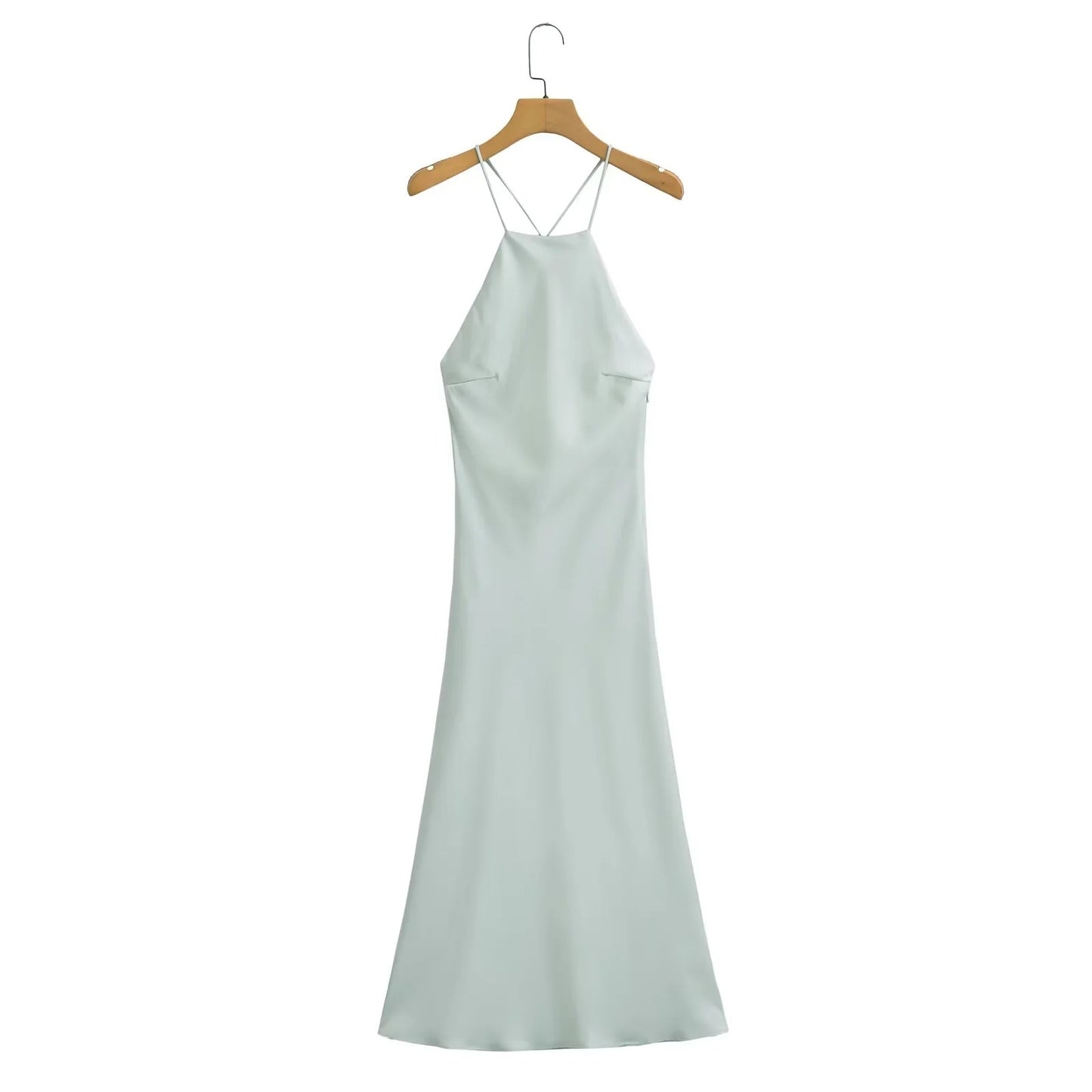 Women’s Halter Neck Dress – Satin Fabric – Slim Fit – Full Length Formal Wear