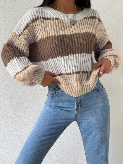 Women’s Pullover Sweater – Chunky Knit – Oversized Fit – Long Sleeve Casual Crew Neck