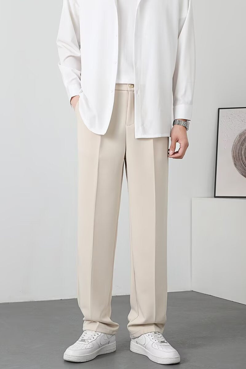 Men’s Slim Fit Trousers – Lightweight Fabric – Ankle Length – Smart Casual Wear