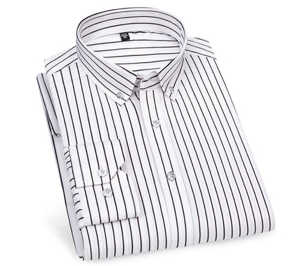 Men’s Dress Shirt - Stripe Pattern - Regular Fit - Button-Up with Spread Collar