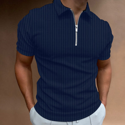 Men’s Polo Shirt – Slim Fit – Cotton Knit – Short Sleeve – Zipper Neckline