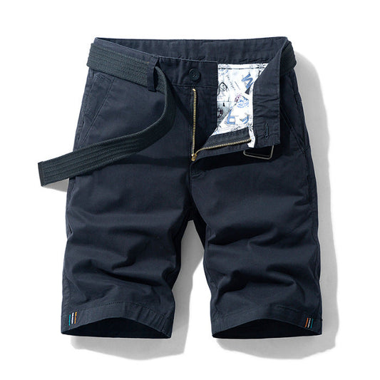 Men’s Knee-Length Shorts – Breathable Blend – Casual Fit – Belted with Side Pockets