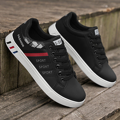 Men’s Low-Top Sneakers – Wide Fit – Leather Look – Lace-Up – Casual Everyday Wear