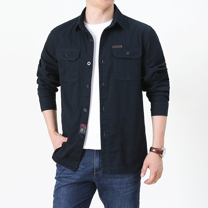 Men’s Shirt Jacket – Cotton Blend – Relaxed Fit – Button Down – Utility Pockets