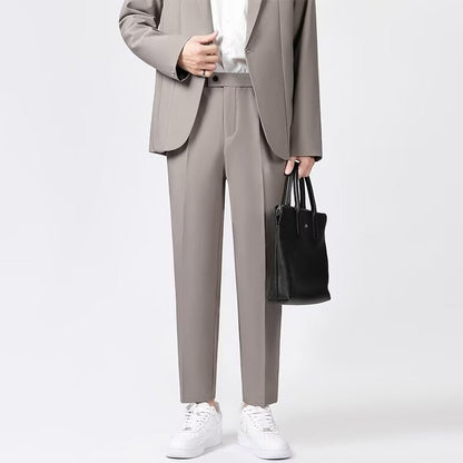 Men’s Tailored Trousers – Slim Fit – Wool Blend – Ankle Length – Sharp Crease
