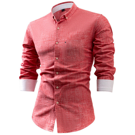 Men’s Button-Up Shirt – Slim Fit – Long Sleeve – Chest Pocket