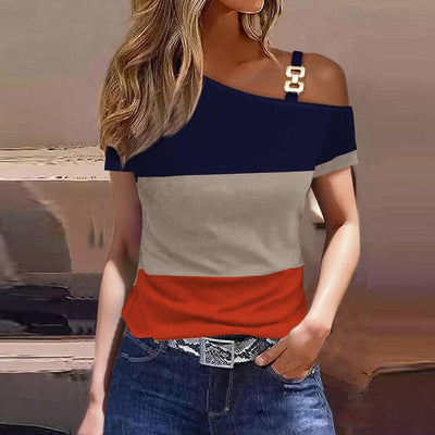 Women’s Short Sleeve Top – Relaxed Fit – Off Shoulder – Cotton Blend