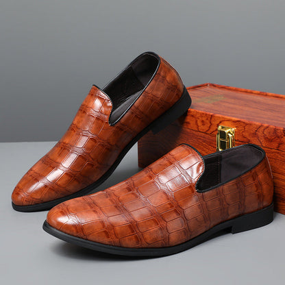 Men’s Loafers – Leather Stone Pattern – Slip-On – Classic Fit – Formal Business Wear