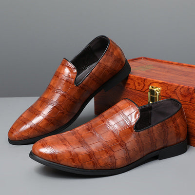 Men’s Loafers – Leather Stone Pattern – Slip-On – Classic Fit – Formal Business Wear