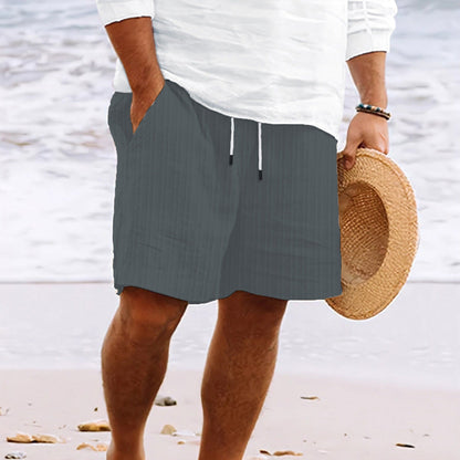 Men’s Shorts – Cotton Linen Blend – Relaxed Fit – Drawstring Waist – Multi Pocket