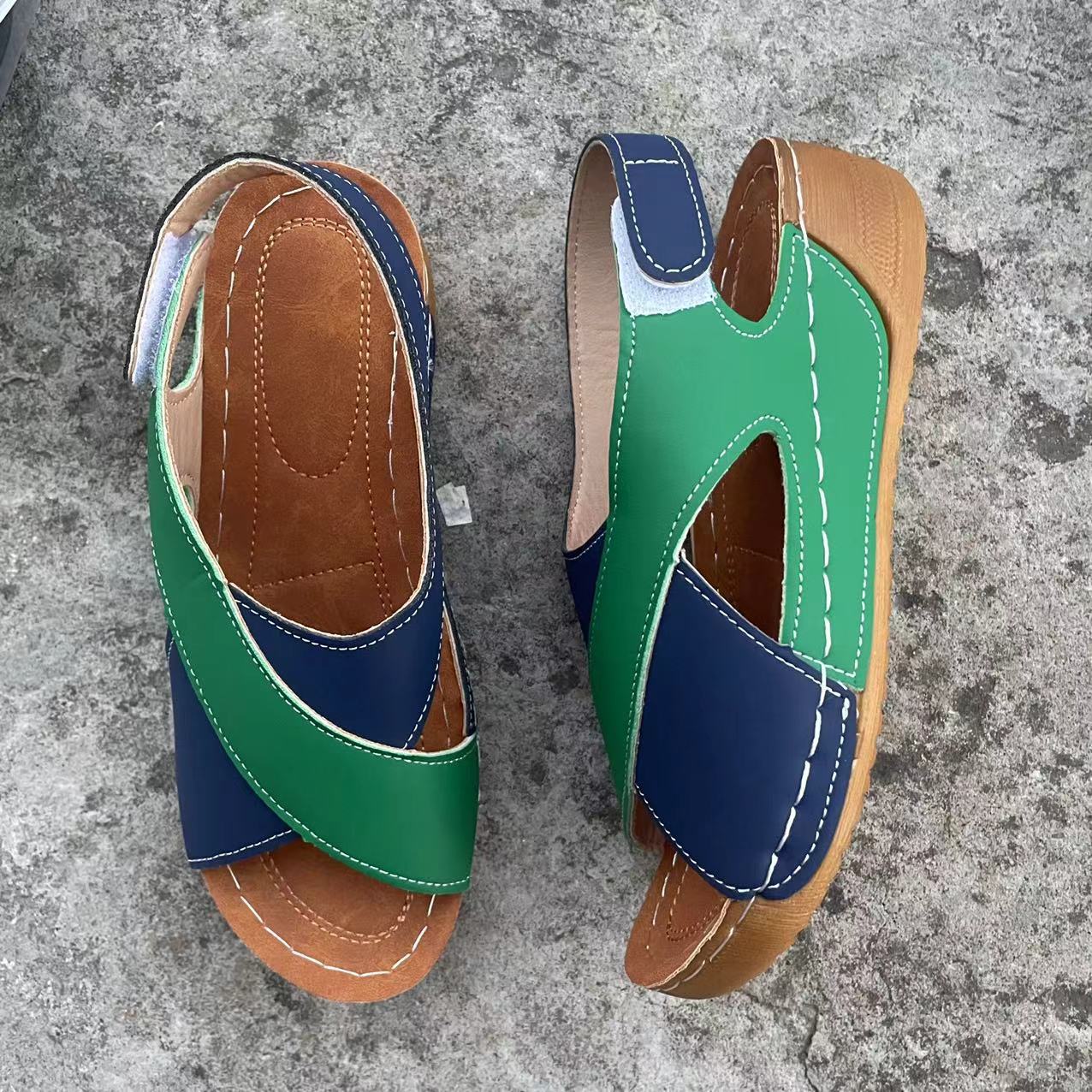 Women’s Sandals – Open Toe Slip-On – Cross Strap – Cushioned Lightweight Sole
