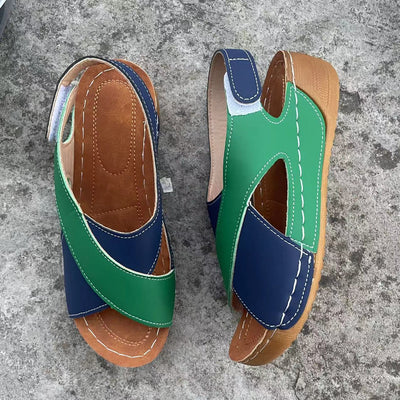 Women’s Sandals – Open Toe Slip-On – Cross Strap – Cushioned Lightweight Sole