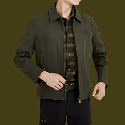 Men’s Jacket – Cotton Blend – Relaxed Fit – Zipper Front – Buttoned Pockets – Hip Length