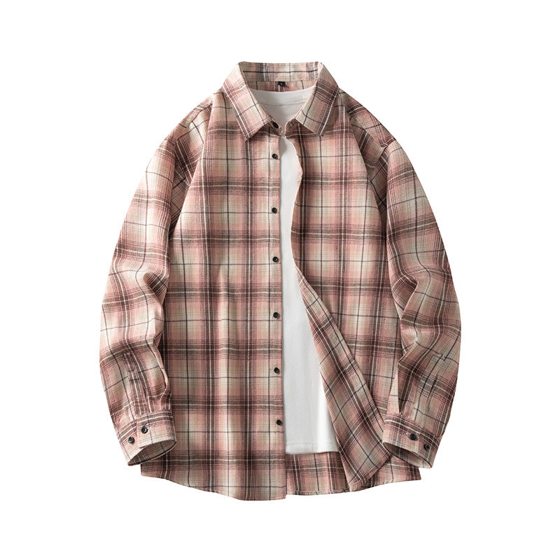Men’s Plaid Shirt - Classic Button-Up - Long Sleeve - Spread Collar Casual Wear