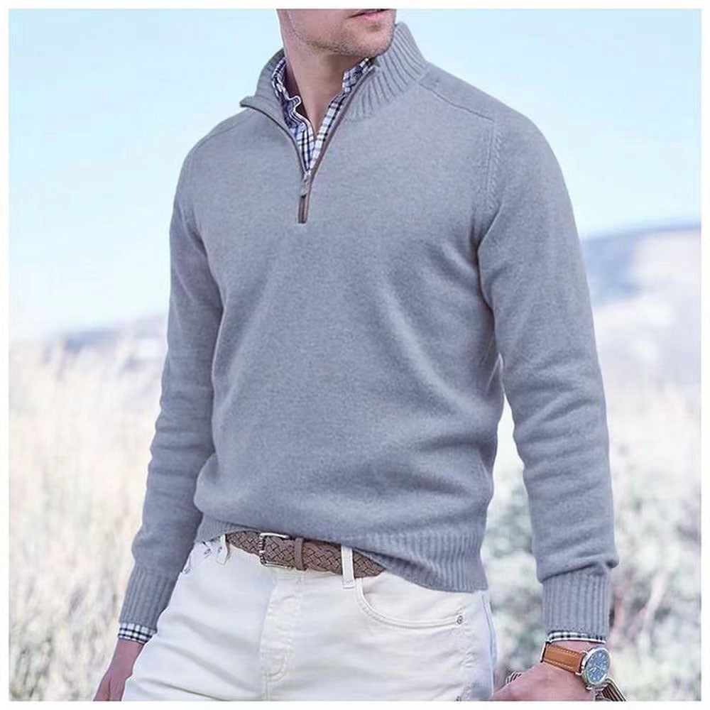 Men’s Half-Zip Sweater – Regular Fit – Ribbed Trim – Smart Casual