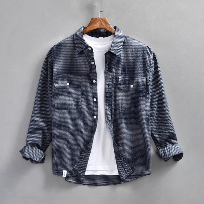 Men’s Button-Up Shirt – Relaxed Fit – Striped – Long Sleeve