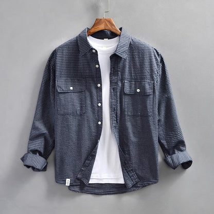Men’s Button-Up Shirt – Relaxed Fit – Striped – Long Sleeve