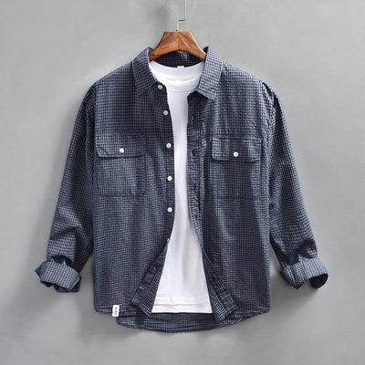 Men’s Button-Up Shirt – Relaxed Fit – Striped – Long Sleeve