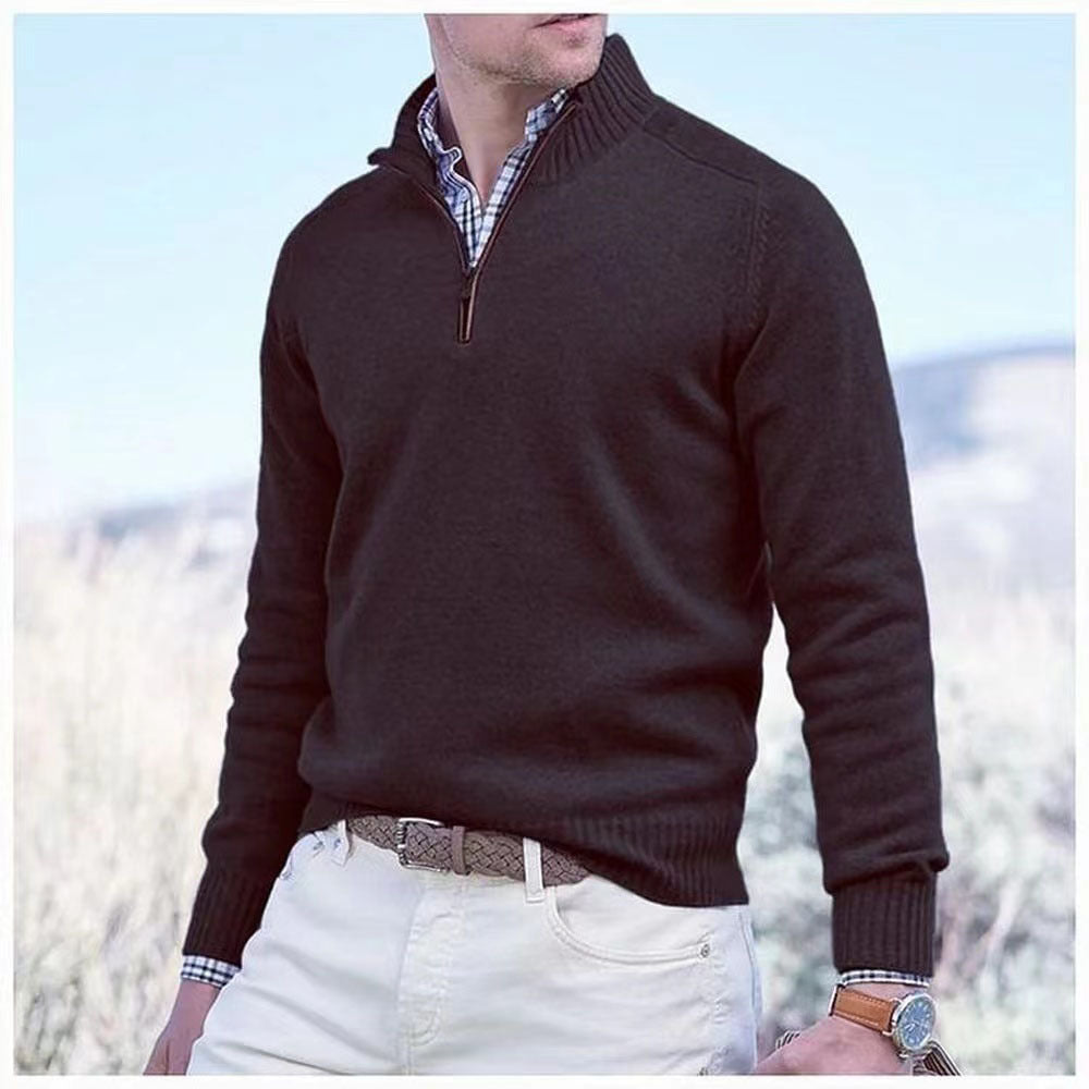 Men’s Half-Zip Sweater – Regular Fit – Ribbed Trim – Smart Casual