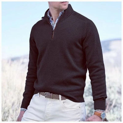 Men’s Half-Zip Sweater – Regular Fit – Ribbed Trim – Smart Casual