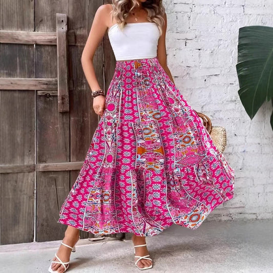 Women’s Maxi Dress – Strapless Bandeau – Flowy Fit – Boho Printed Cotton Style