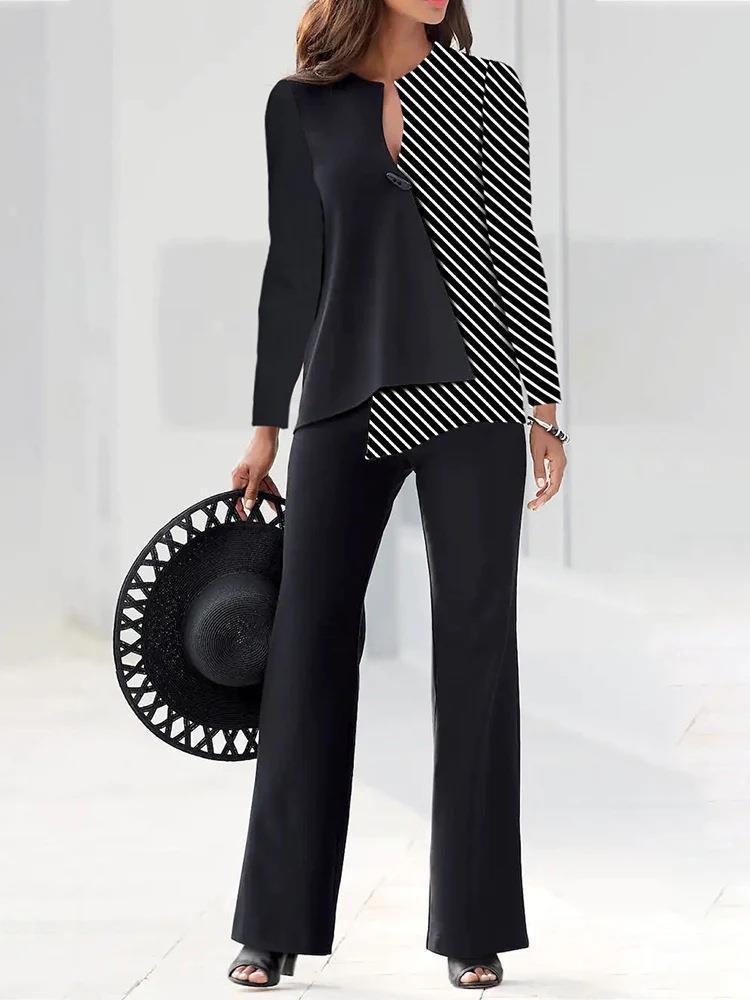 Women’s Blazer Set – Structured Fit – Asymmetrical Overlap Front – Full Sleeve Formal Wear