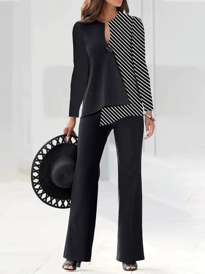 Women’s Blazer Set – Structured Fit – Asymmetrical Overlap Front – Full Sleeve Formal Wear