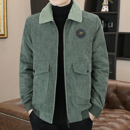 Men’s Jacket – Corduroy Exterior – Sherpa Lined – Relaxed Fit – Zip Front