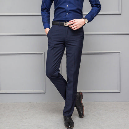 Men’s Business Trousers – Slim Fit – Flat Front – Stretch – Wrinkle-Resistant – Full Length