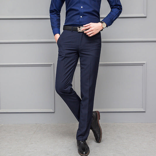 Men’s Business Trousers – Slim Fit – Flat Front – Stretch – Wrinkle-Resistant – Full Length