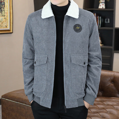 Men’s Jacket – Corduroy Exterior – Sherpa Lined – Relaxed Fit – Zip Front