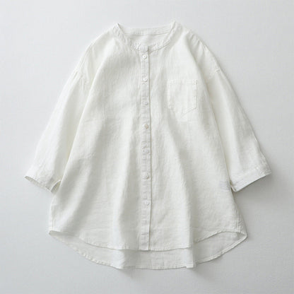 Women’s Button-Down Shirt – Oversized Fit – Natural Fibers – 3/4 Sleeve Casual Style
