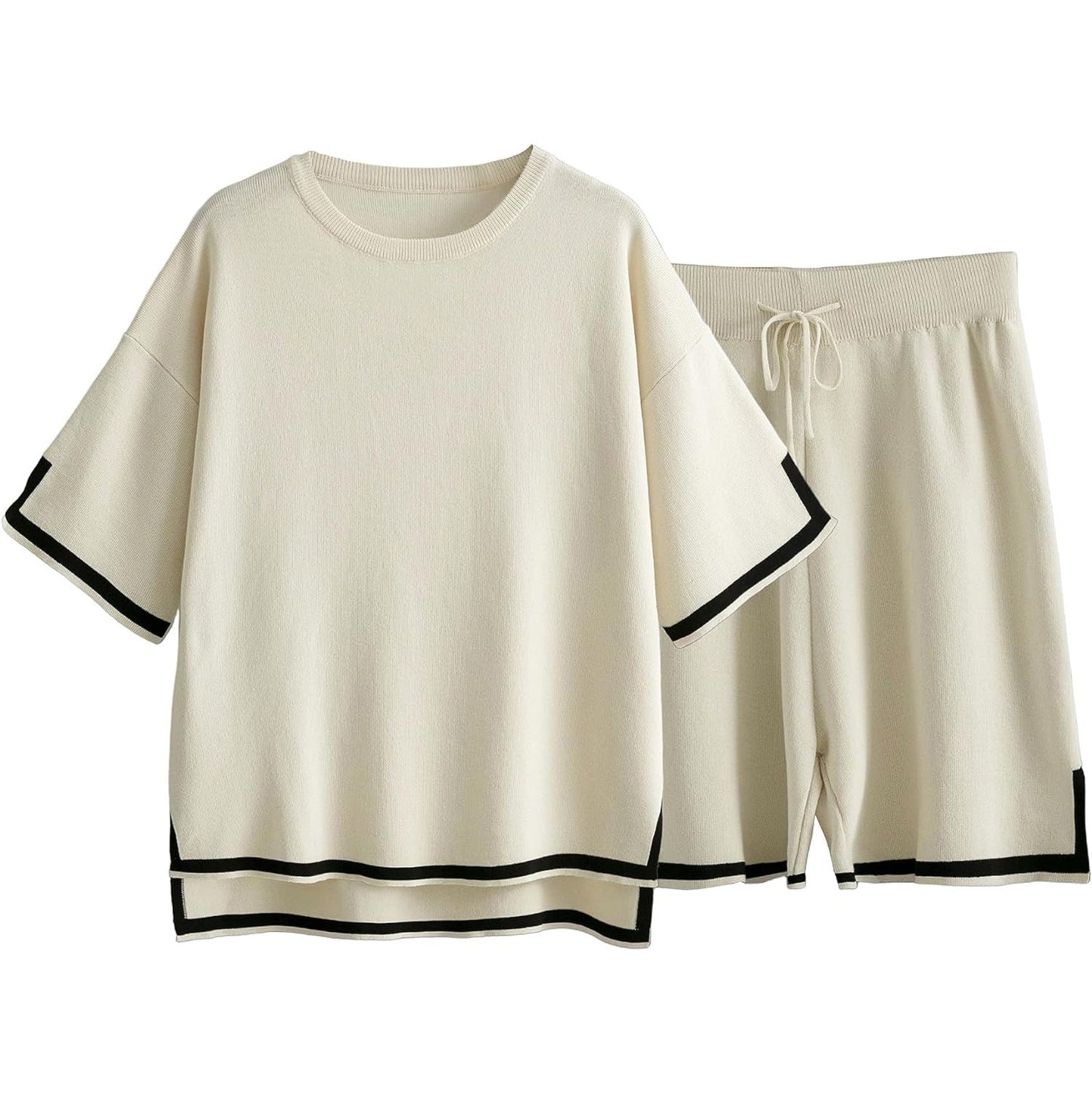 Women’s Knit Sweater Set – Relaxed Fit – Lightweight Breathable – Ribbed Trim