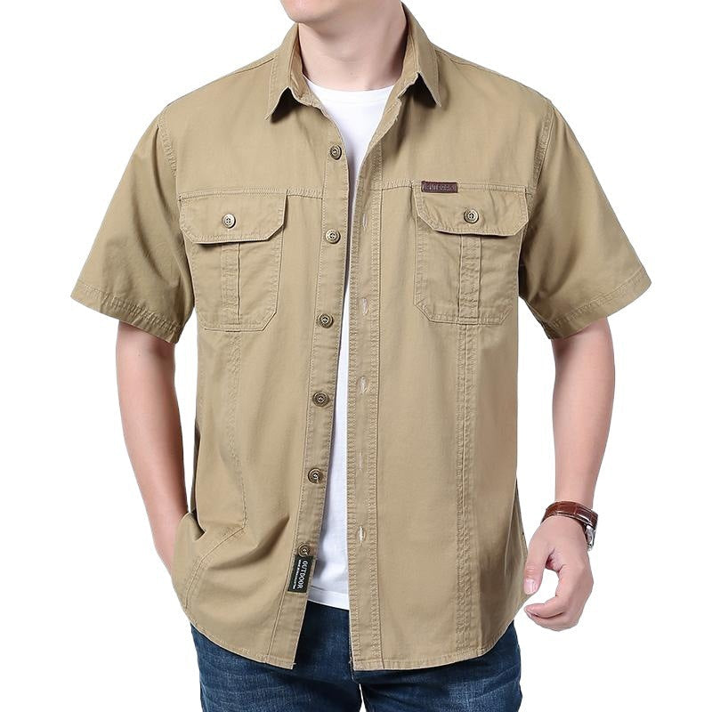 Men’s Work Shirt – Cotton Blend – Relaxed Fit – Short Sleeve – Button-Up with Pockets