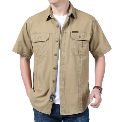 Men’s Work Shirt – Cotton Blend – Relaxed Fit – Short Sleeve – Button-Up with Pockets