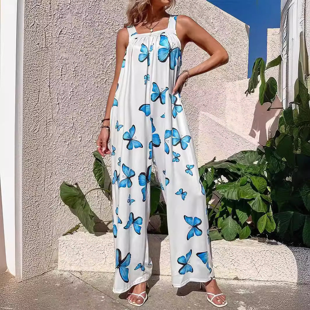 Women’s Jumpsuit – Loose Fit – Wide Leg – Lightweight Cotton – Boho Casual Style