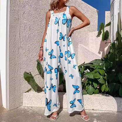 Women’s Jumpsuit – Loose Fit – Wide Leg – Lightweight Cotton – Boho Casual Style