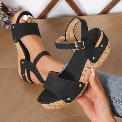 Women’s Platform Sandals – Jute Sole – Faux Leather – Crisscross Straps – Open Toe
