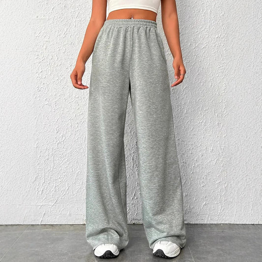 Women’s Wide-Leg Trousers – Lightweight Knit – Elastic Waist – Relaxed Full Length