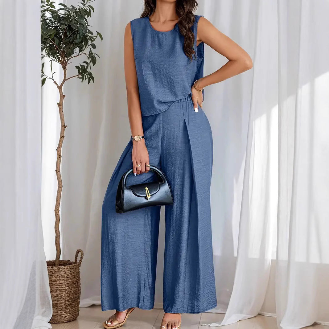 Women’s Wide-Leg Trousers – High Waist – Pleated Front – Lightweight Relaxed Fit