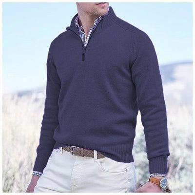 Men’s Half-Zip Sweater – Regular Fit – Ribbed Trim – Smart Casual