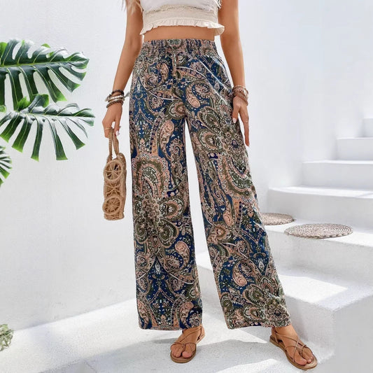 Women’s Wide-Leg Pants – Breathable Blend – Relaxed Fit – Elastic Waist – Full Length