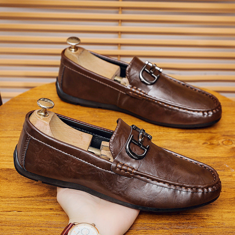 Men’s Loafers – Genuine Leather – Slip-On – Metal Buckle – Smart Casual Fit