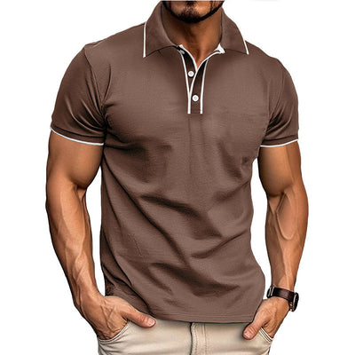 Men’s Polo Shirt – Athletic Fit – Cotton Blend – Button Placket – Subtle Piping