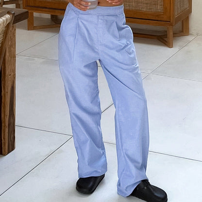 Women’s Wide-Leg Trousers – High Waist – Pleated Front – Breathable Blend – Full Length