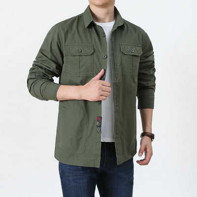 Men’s Shirt Jacket – Cotton Blend – Relaxed Fit – Button Down – Utility Pockets