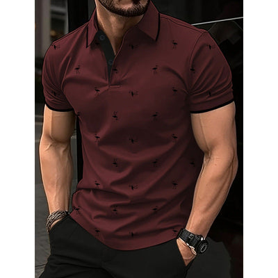 Men’s Polo Shirt – Cotton Blend – Regular Fit – Printed – Short Sleeve Casual Wear