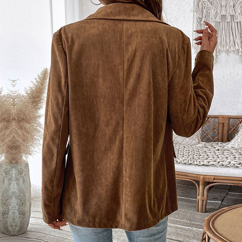 Women’s Blazer – Corduroy – Tailored Fit – Double-Breasted – Notch Lapel