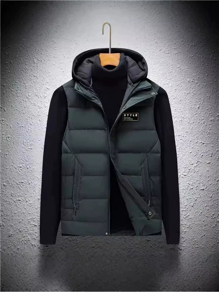 Men’s Hooded Vest – Quilted Down – Regular Fit – Zip Front – Sleeveless Layer